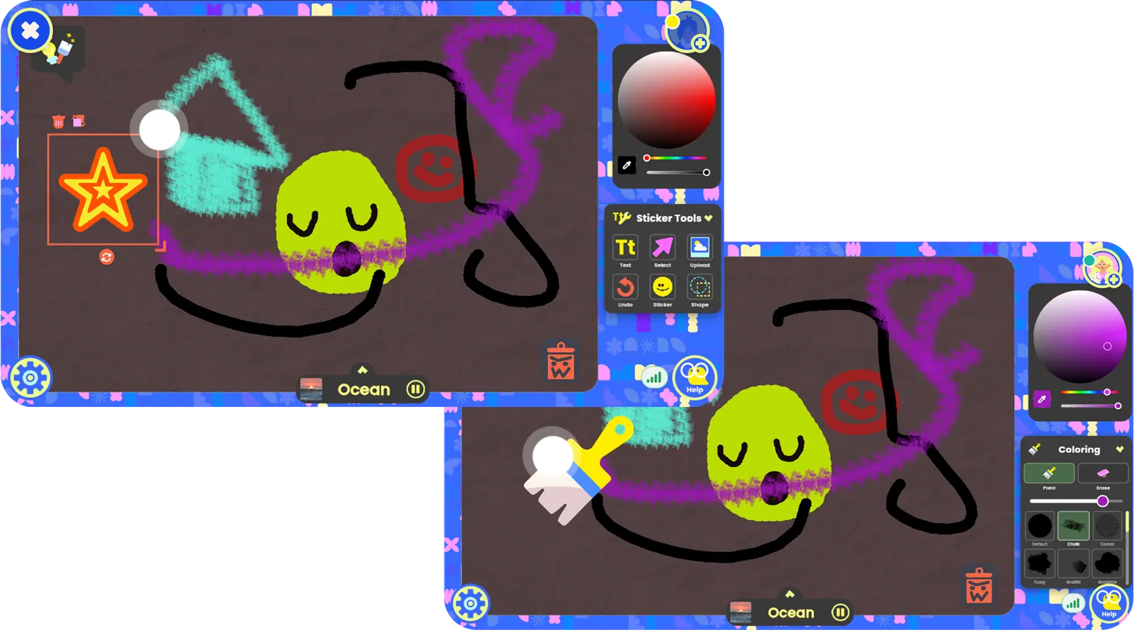 Two devices, shared game