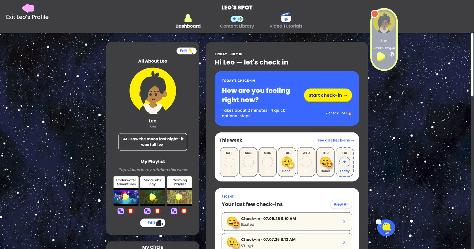Leo's client dashboard