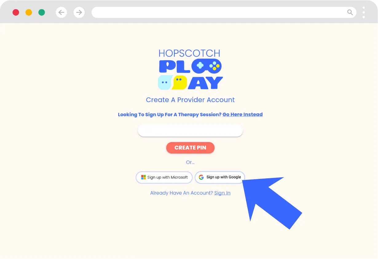 Clicking to sign up with Google SSO