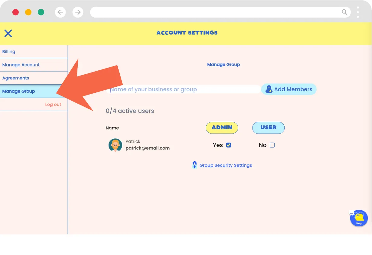 The group manage tab