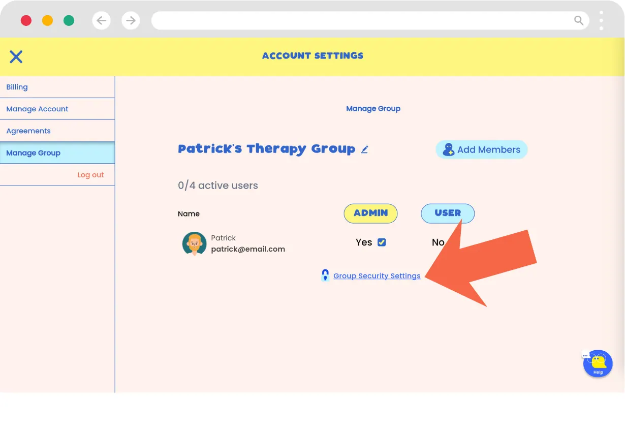Setting group security settings