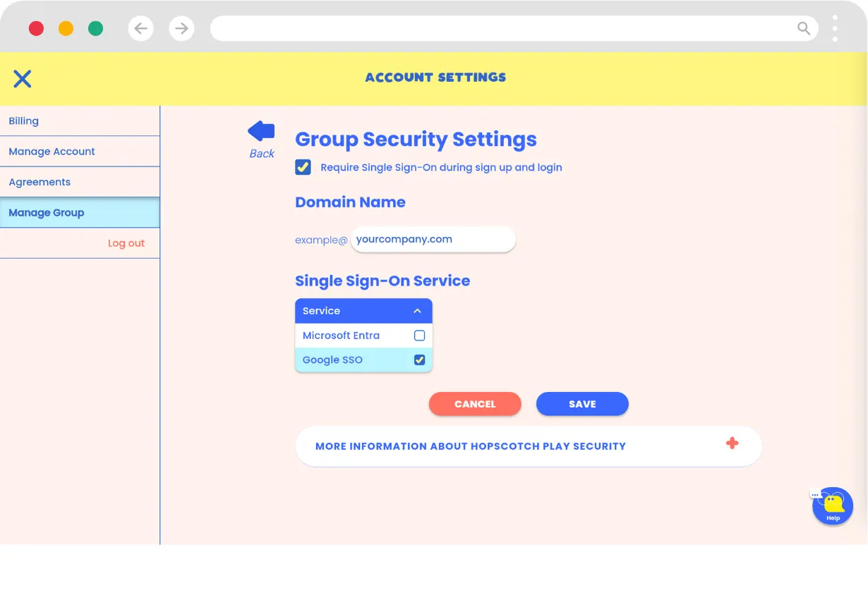 Clicking into group settings