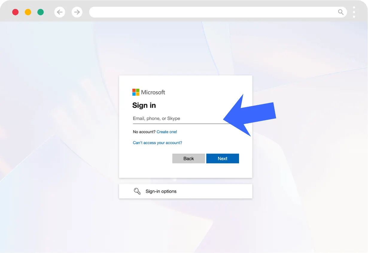 Entering your email for Microsoft Entra ID SSO