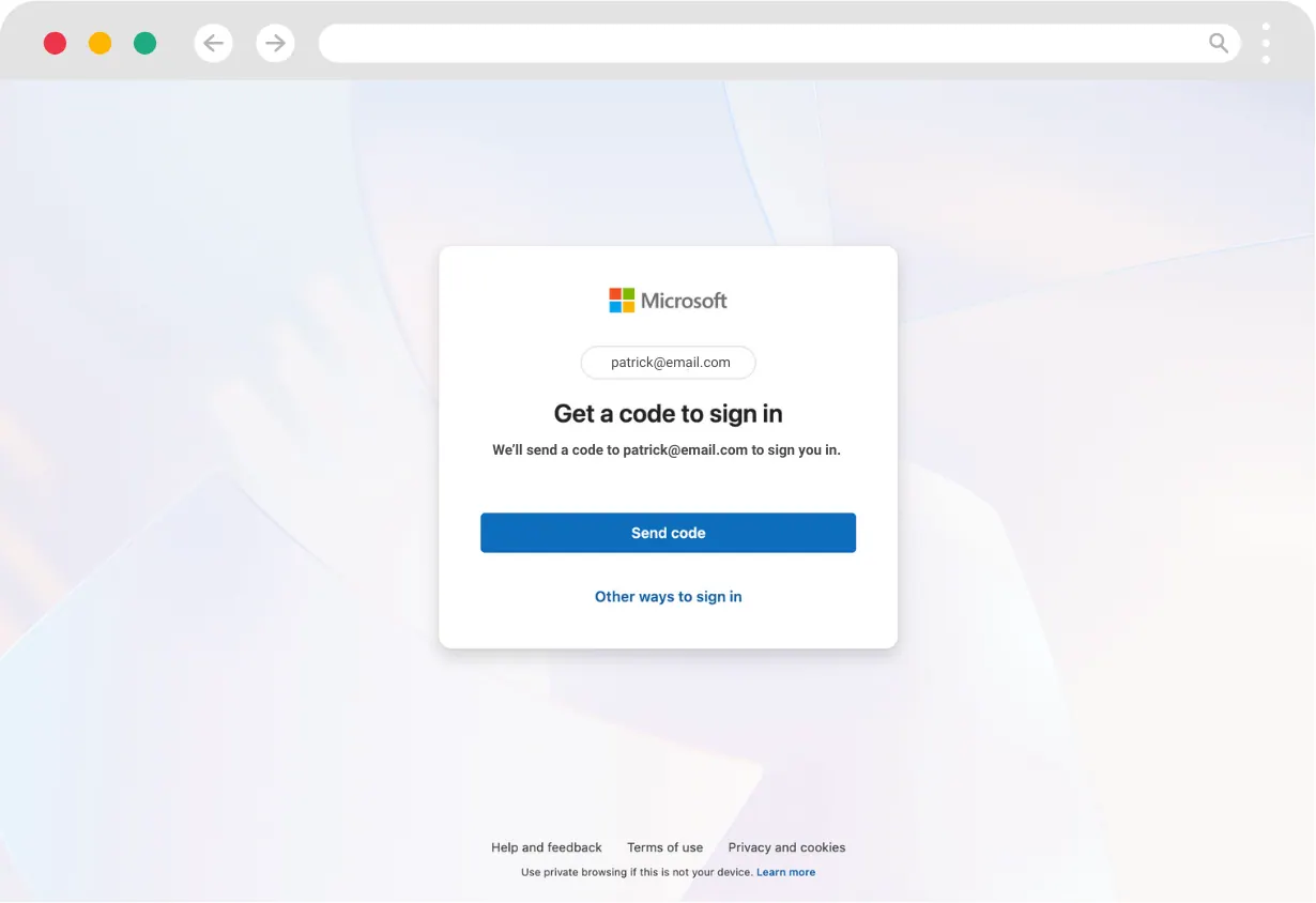 Getting a verification code for Microsoft Entra ID SSO