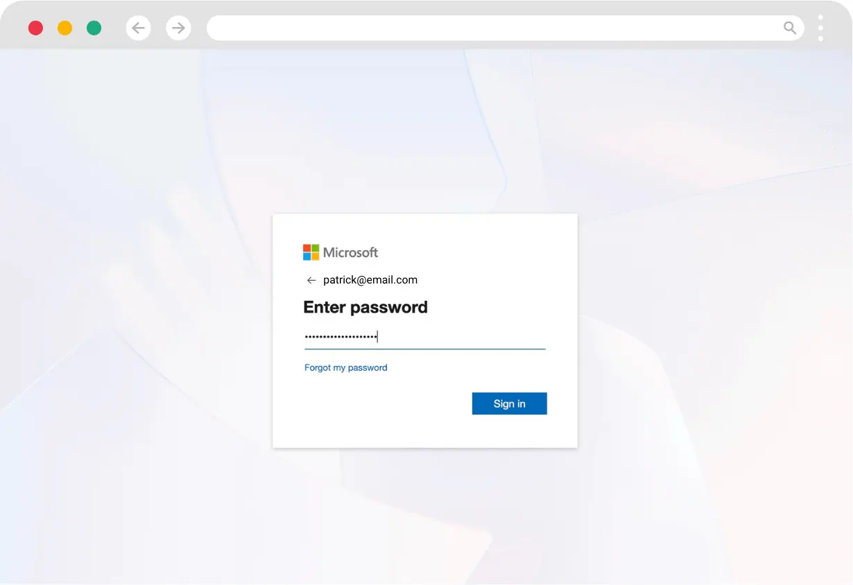 Entering your password for Microsoft Entra ID SSO