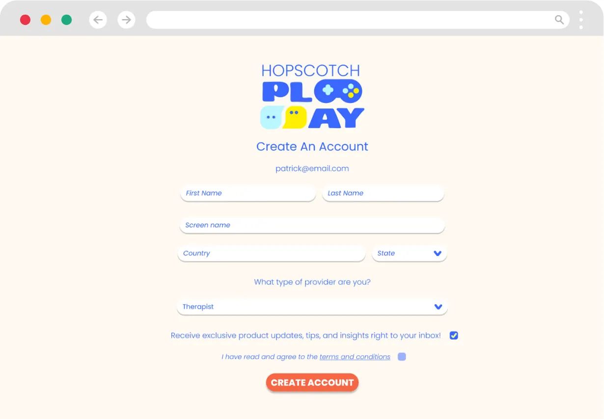 The onboarding page after signing up