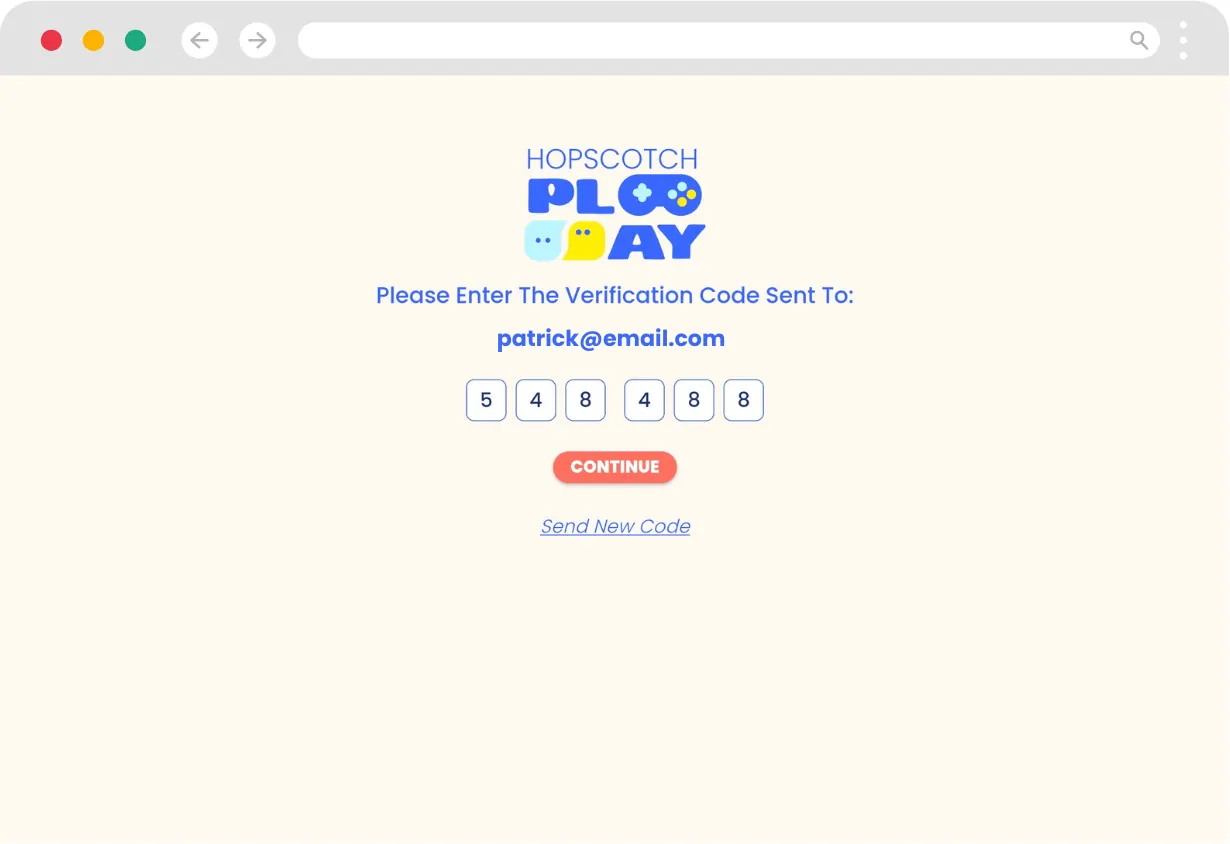 Entering a verification code when creating a PIN