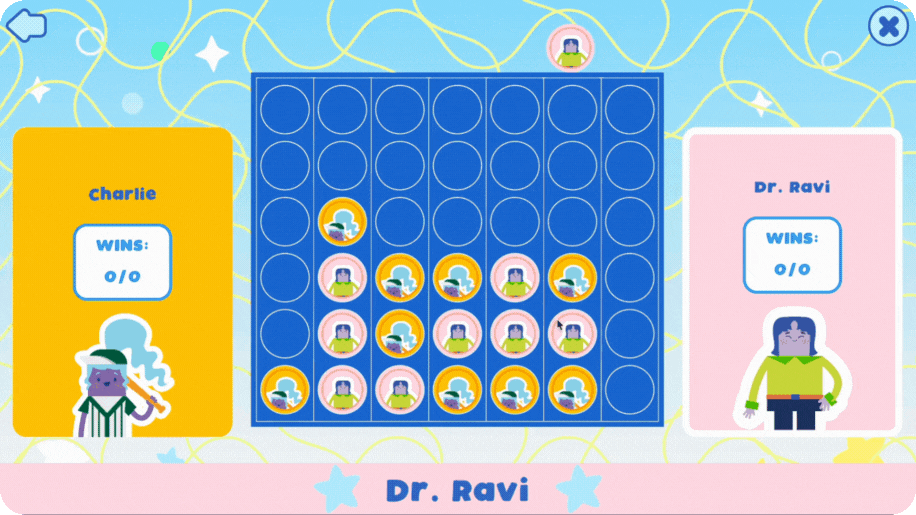 Dropping coins into columns to connect four in a row