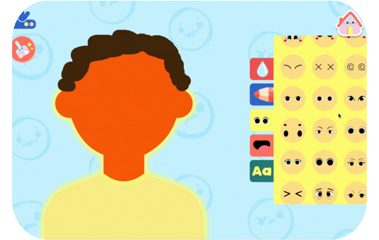 Browsing and placing eyes and mouth shapes to build a feelings face